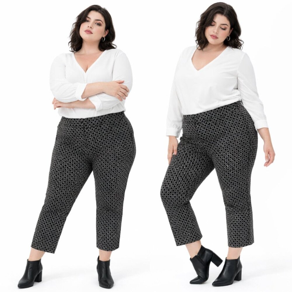 Premise Black Tummy Control Stretch Ankle Pants Size 2X